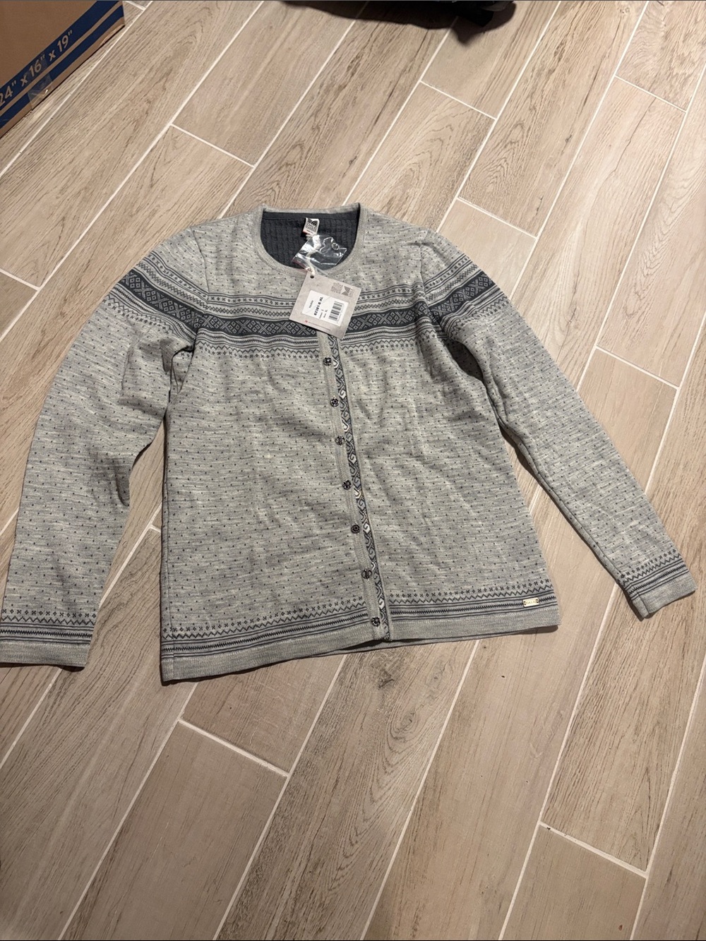 Dale of Norway Hedda Women Grey Patterned Button Cardigan Sweater NWT